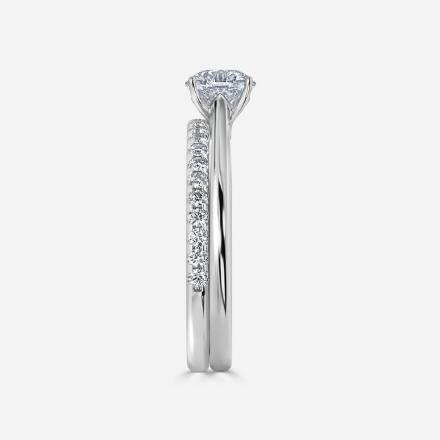 Jessie Solitaire White Gold Pavé Band Bridal Set Engagement Ring