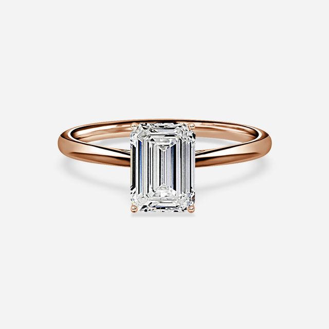 Jessie Solitaire Rose Gold Pavé Band Bridal Set Engagement Ring
