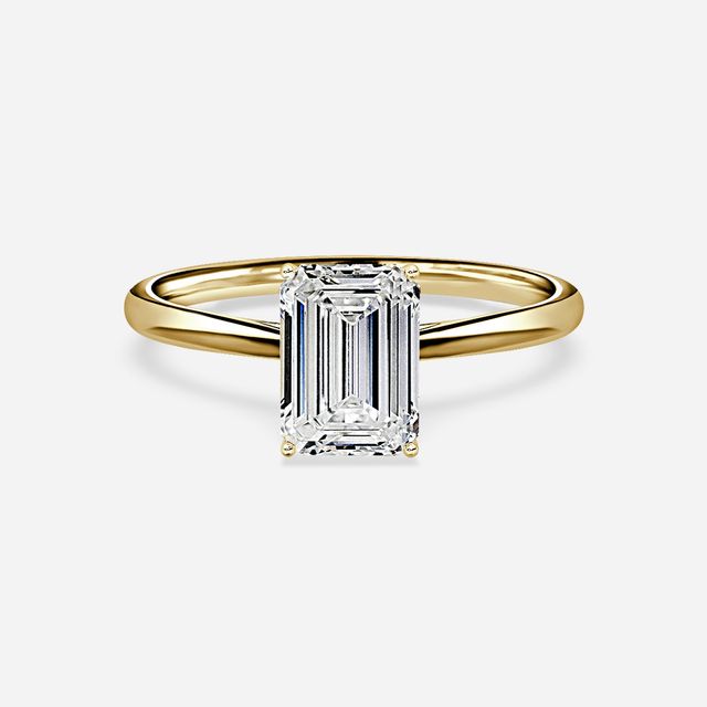 Jessie Solitaire Yellow Gold Plain Band Bridal Set Engagement Ring