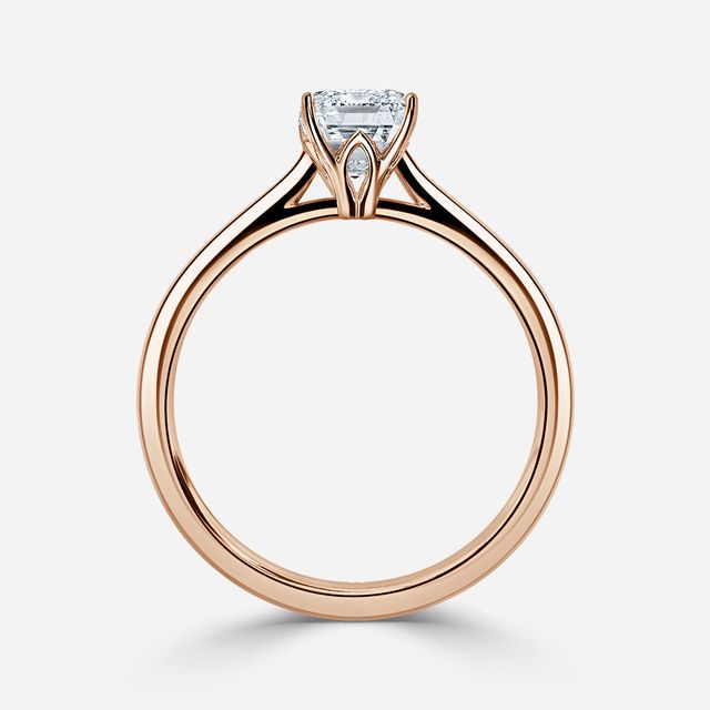 Jessie Solitaire Rose Gold Pavé Band Bridal Set Engagement Ring