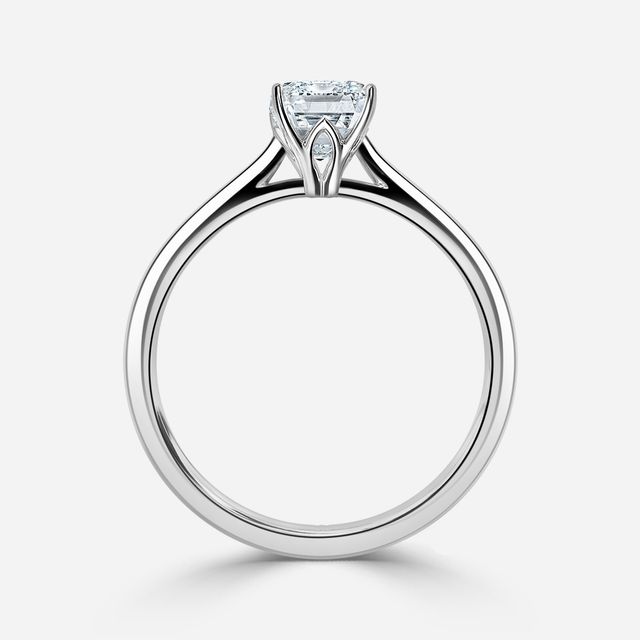 Jessie Solitaire Platinum Plain Band Bridal Set Engagement Ring