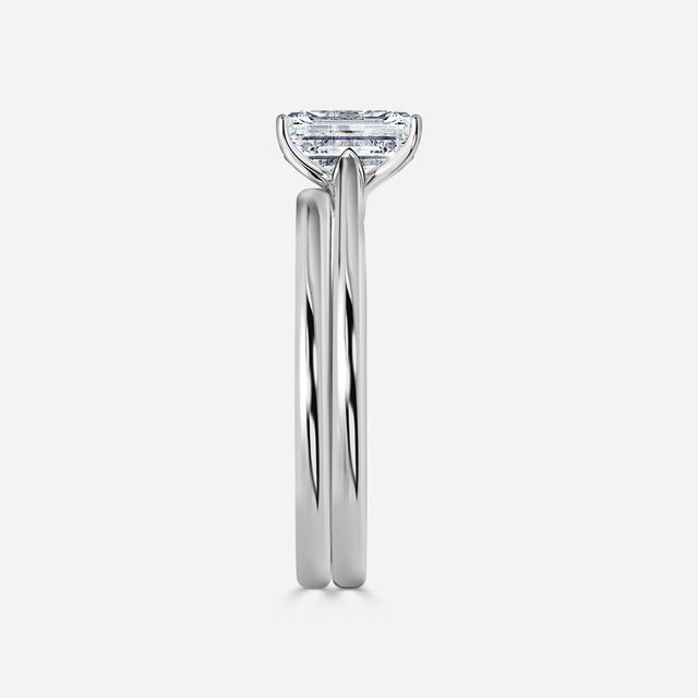 Jessie Solitaire Platinum Plain Band Bridal Set Engagement Ring
