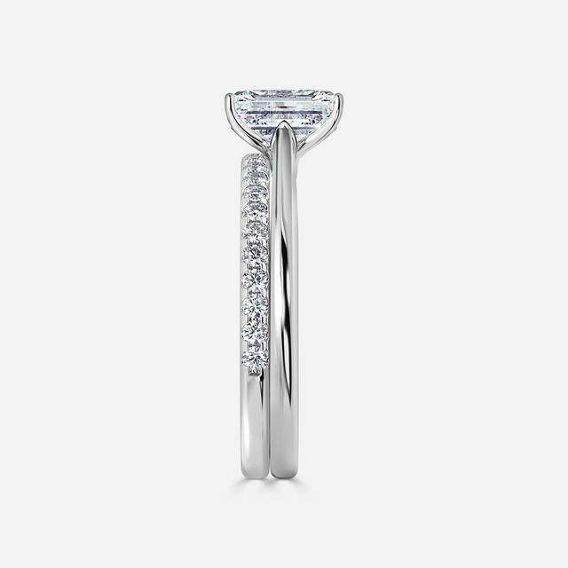 Jessie Solitaire White Gold Pavé Band Bridal Set Engagement Ring