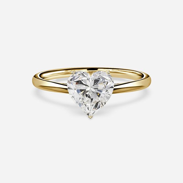Jessie Solitaire Yellow Gold Plain Band Bridal Set Engagement Ring