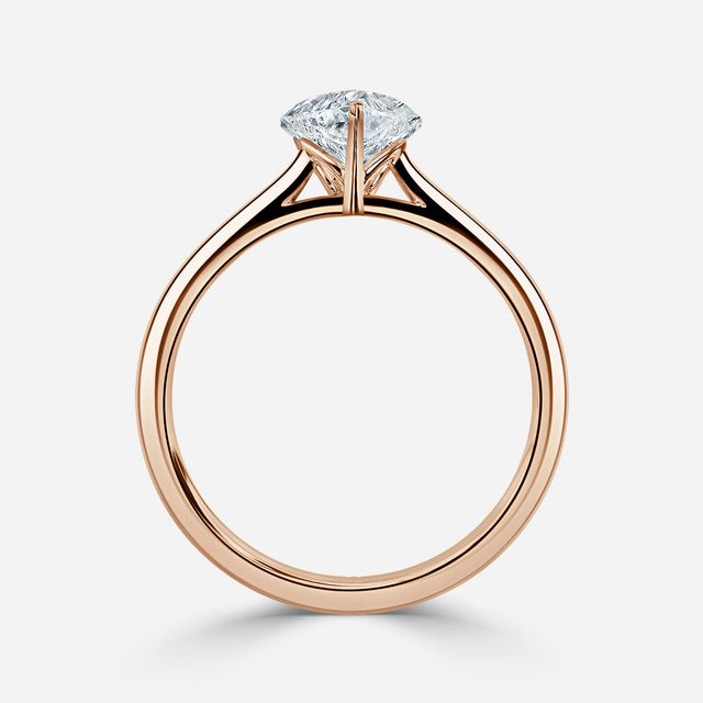 Jessie Solitaire Rose Gold Pavé Band Bridal Set Engagement Ring
