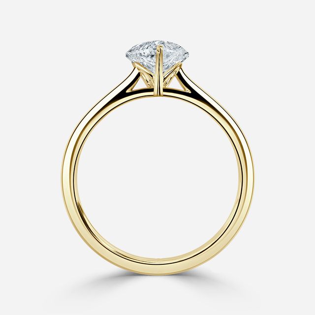 Jessie Solitaire Yellow Gold Plain Band Bridal Set Engagement Ring
