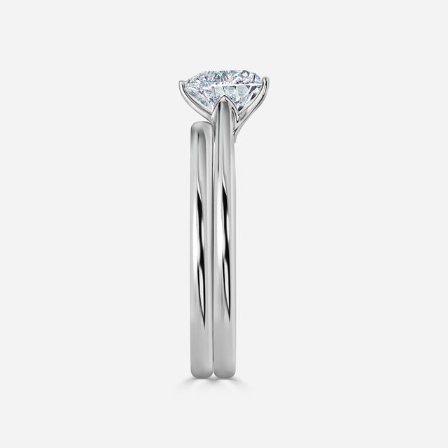 Jessie Solitaire White Gold Plain Band Bridal Set Engagement Ring