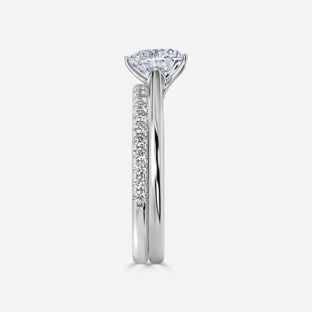 Jessie Solitaire White Gold Pavé Band Bridal Set Engagement Ring