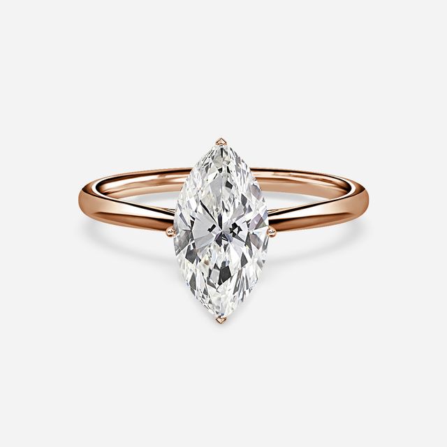 Jessie Solitaire Rose Gold Plain Band Bridal Set Engagement Ring