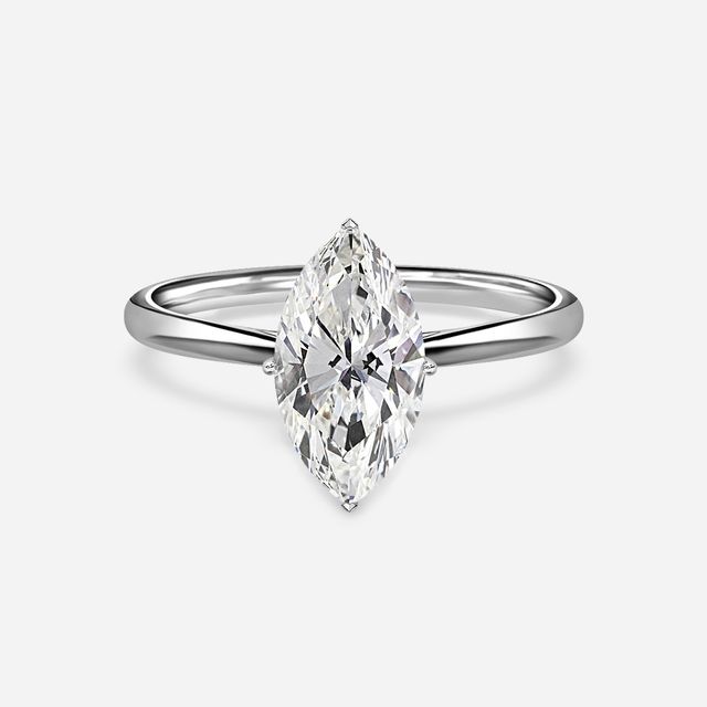 Jessie Solitaire White Gold Plain Band Bridal Set Engagement Ring