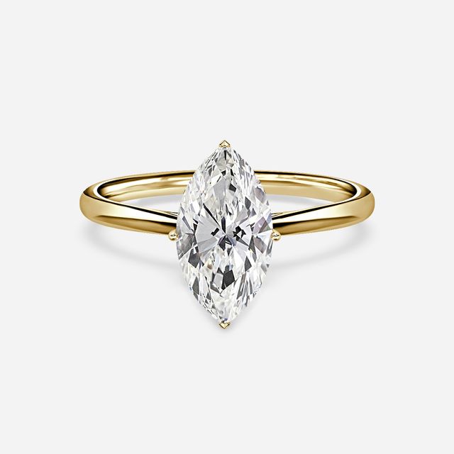 Jessie Solitaire Yellow Gold Plain Band Bridal Set Engagement Ring