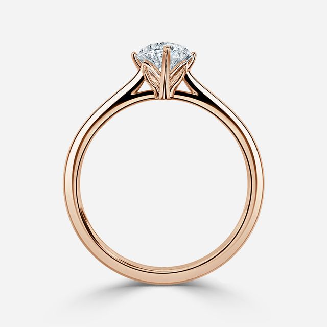 Jessie Solitaire Rose Gold Plain Band Bridal Set Engagement Ring
