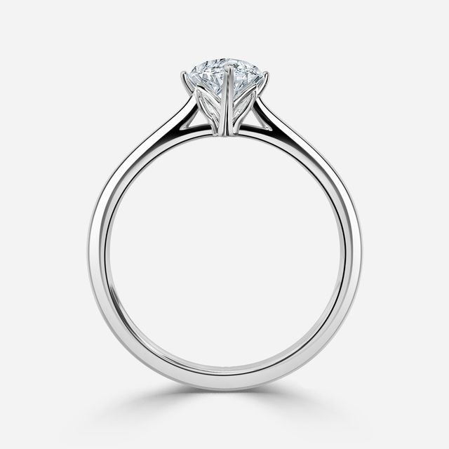 Jessie Solitaire White Gold Plain Band Bridal Set Engagement Ring