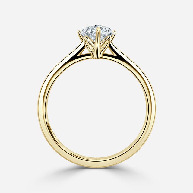 Jessie Solitaire Yellow Gold Plain Band Bridal Set Engagement Ring