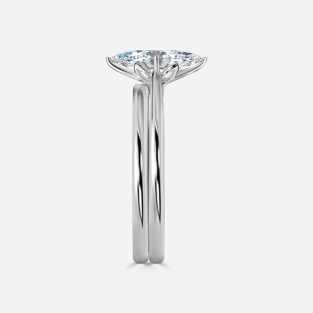 Jessie Solitaire White Gold Plain Band Bridal Set Engagement Ring