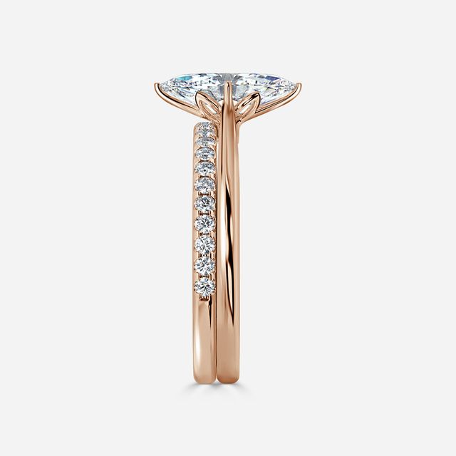 Jessie Solitaire Rose Gold Pavé Band Bridal Set Engagement Ring