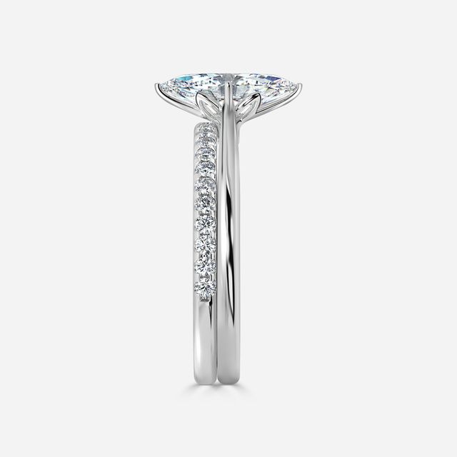 Jessie Solitaire White Gold Pavé Band Bridal Set Engagement Ring