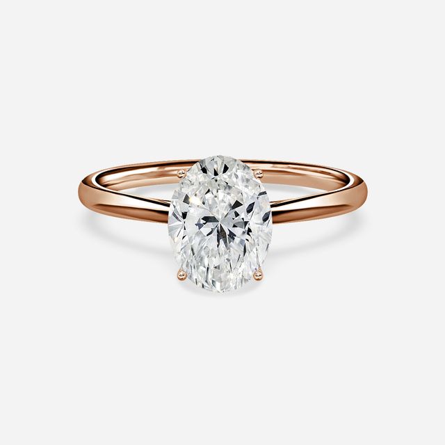 Jessie Solitaire Rose Gold Plain Band Bridal Set Engagement Ring