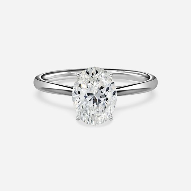 Jessie Solitaire Platinum Plain Band Bridal Set Engagement Ring
