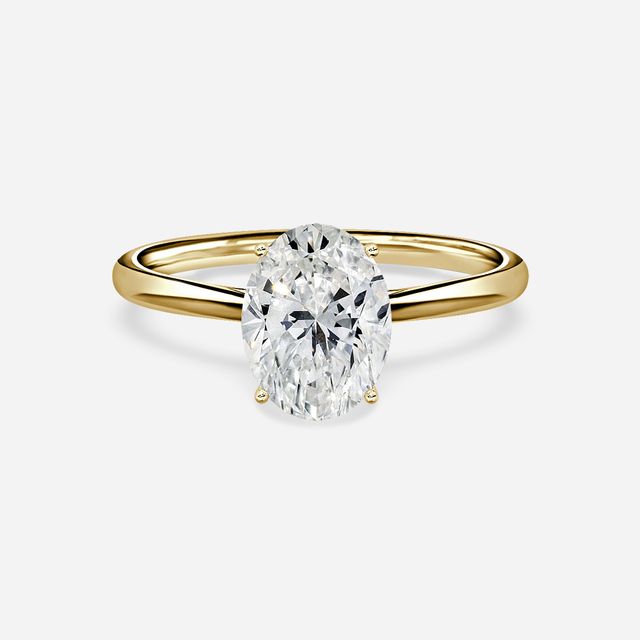 Jessie Solitaire Yellow Gold Plain Band Bridal Set Engagement Ring