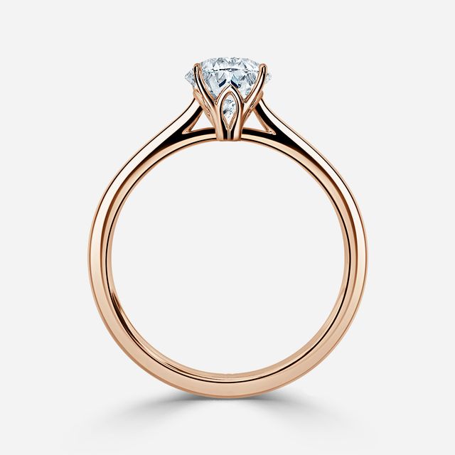 Jessie Solitaire Rose Gold Plain Band Bridal Set Engagement Ring