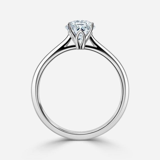 Jessie Solitaire Platinum Plain Band Bridal Set Engagement Ring