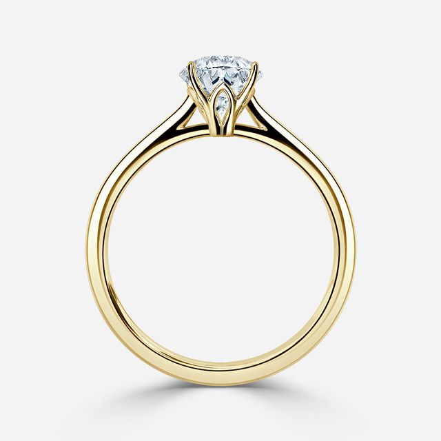 Jessie Solitaire Yellow Gold Plain Band Bridal Set Engagement Ring