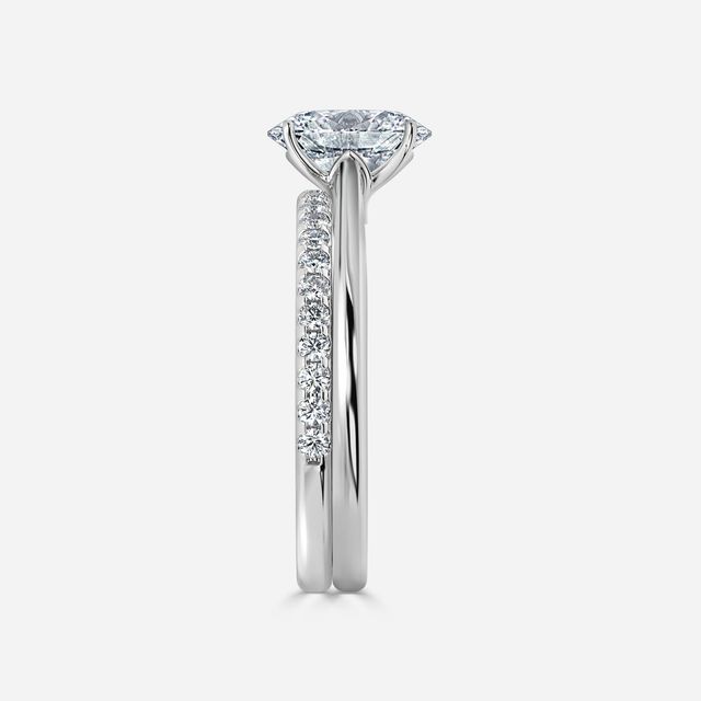Jessie Solitaire Platinum Pavé Band Bridal Set Engagement Ring