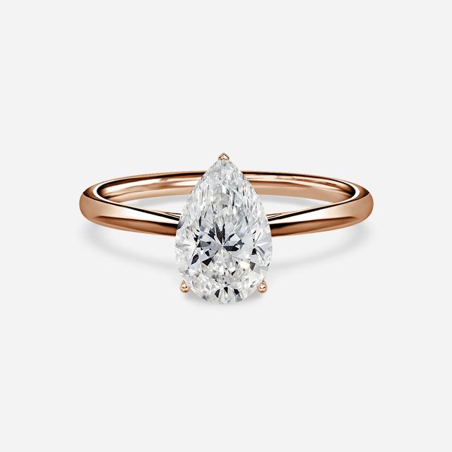 Jessie Solitaire Rose Gold Pavé Band Bridal Set Engagement Ring