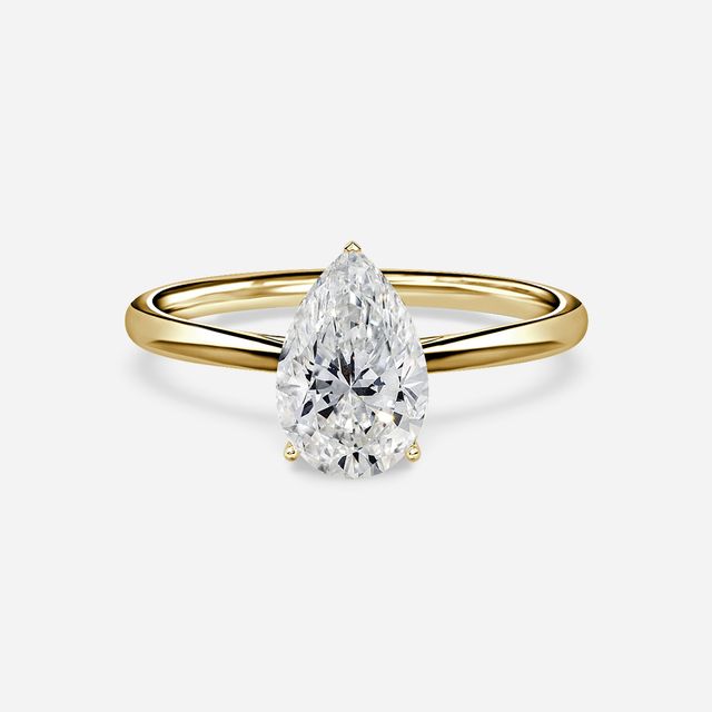 Jessie Solitaire Yellow Gold Plain Band Bridal Set Engagement Ring