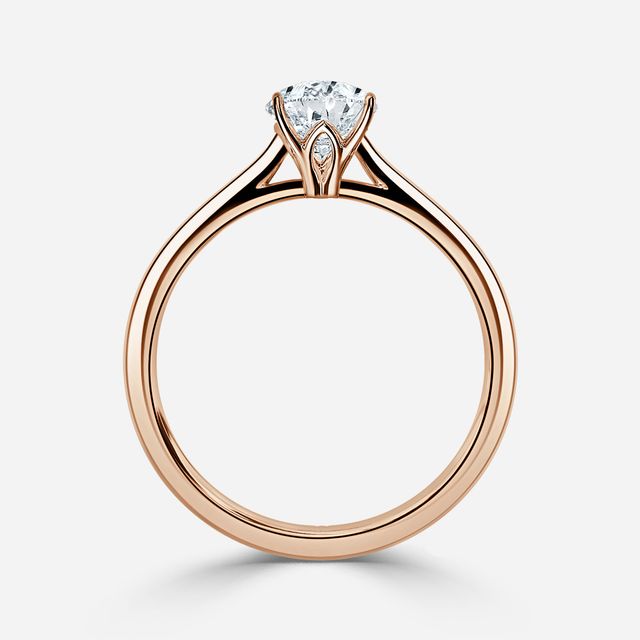 Jessie Solitaire Rose Gold Pavé Band Bridal Set Engagement Ring