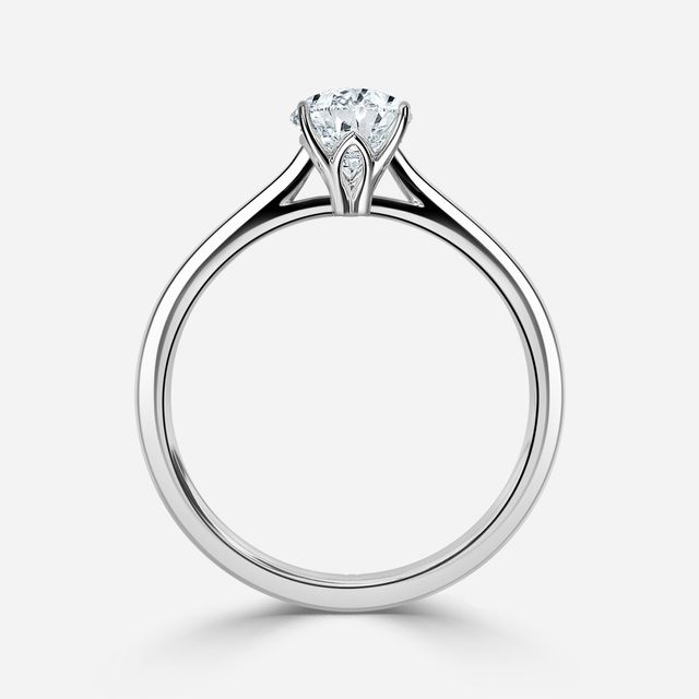 Jessie Solitaire Platinum Plain Band Bridal Set Engagement Ring
