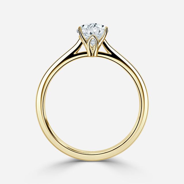 Jessie Solitaire Yellow Gold Plain Band Bridal Set Engagement Ring