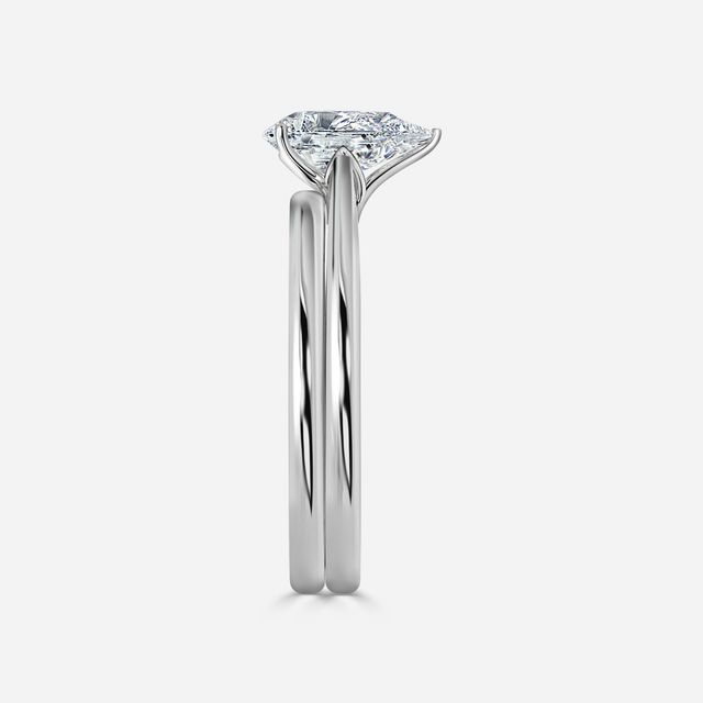 Jessie Solitaire Platinum Plain Band Bridal Set Engagement Ring