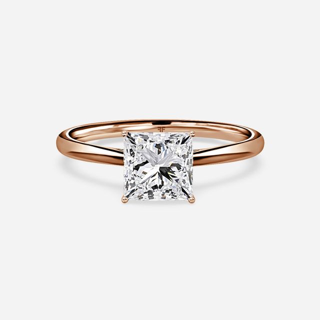 Jessie Solitaire Rose Gold Plain Band Bridal Set Engagement Ring