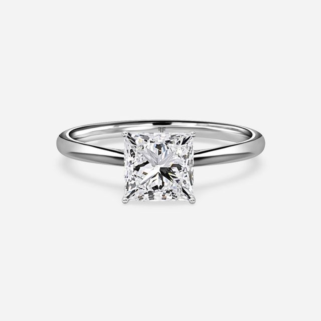 Jessie Solitaire White Gold Plain Band Bridal Set Engagement Ring