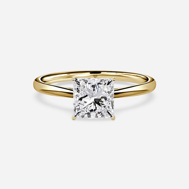 Jessie Solitaire Yellow Gold Plain Band Bridal Set Engagement Ring