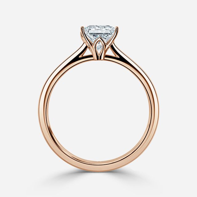 Jessie Solitaire Rose Gold Plain Band Bridal Set Engagement Ring