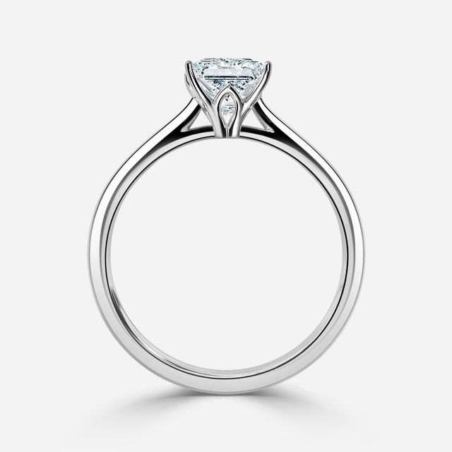 Jessie Solitaire White Gold Plain Band Bridal Set Engagement Ring