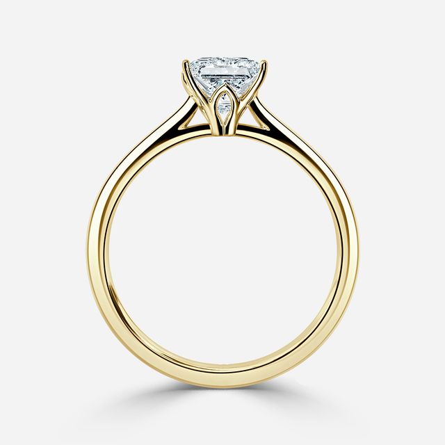 Jessie Solitaire Yellow Gold Plain Band Bridal Set Engagement Ring