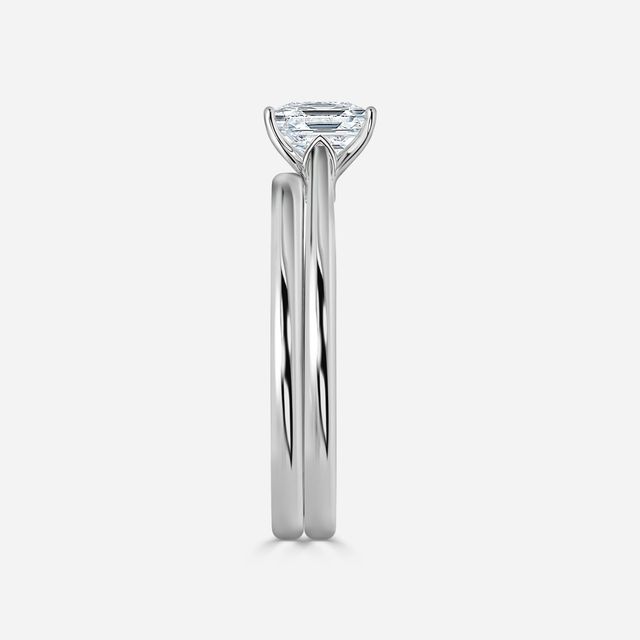 Jessie Solitaire White Gold Plain Band Bridal Set Engagement Ring