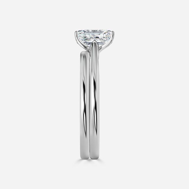 Jessie Solitaire Platinum Plain Band Bridal Set Engagement Ring