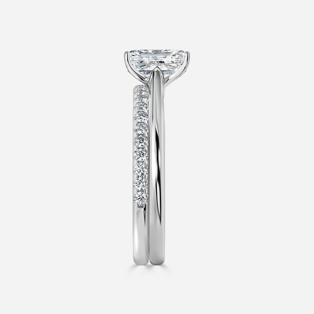 Jessie Solitaire Platinum Pavé Band Bridal Set Engagement Ring
