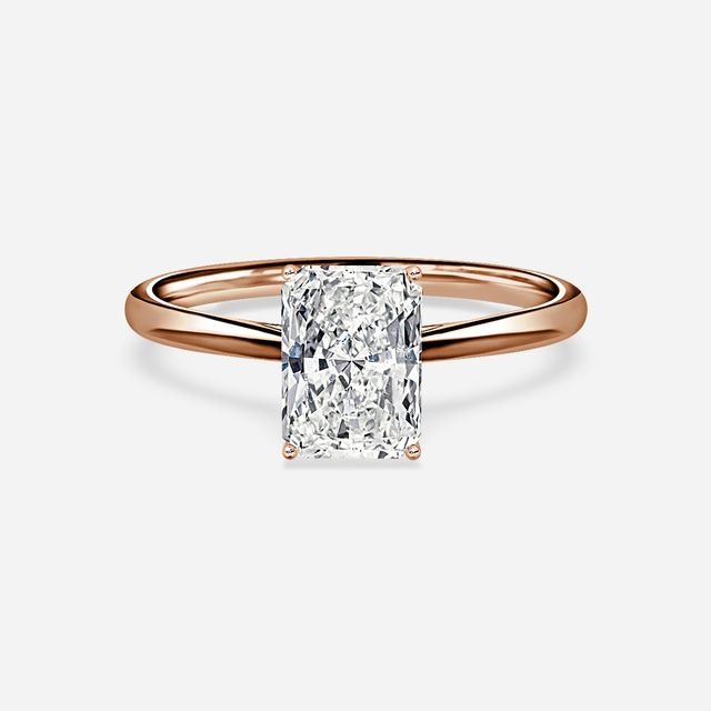 Jessie Solitaire Rose Gold Plain Band Bridal Set Engagement Ring