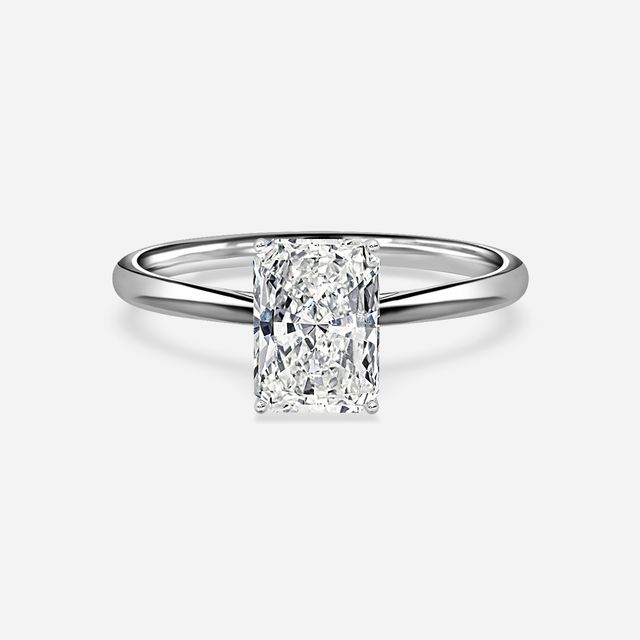 Jessie Solitaire Platinum Plain Band Bridal Set Engagement Ring