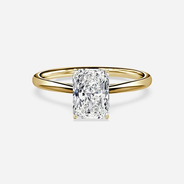Jessie Solitaire Yellow Gold Plain Band Bridal Set Engagement Ring