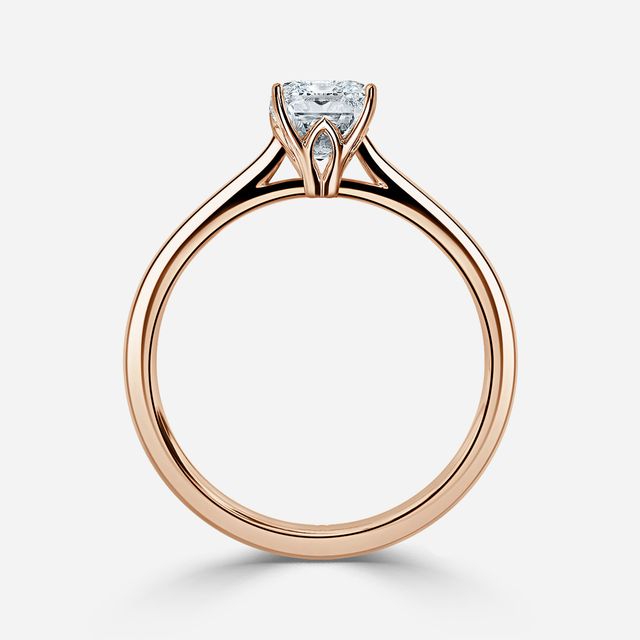 Jessie Solitaire Rose Gold Plain Band Bridal Set Engagement Ring