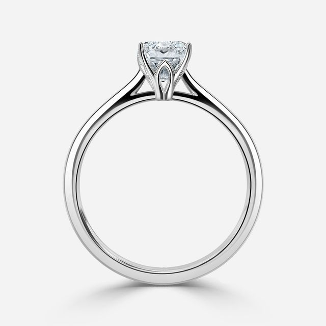 Jessie Solitaire Platinum Plain Band Bridal Set Engagement Ring