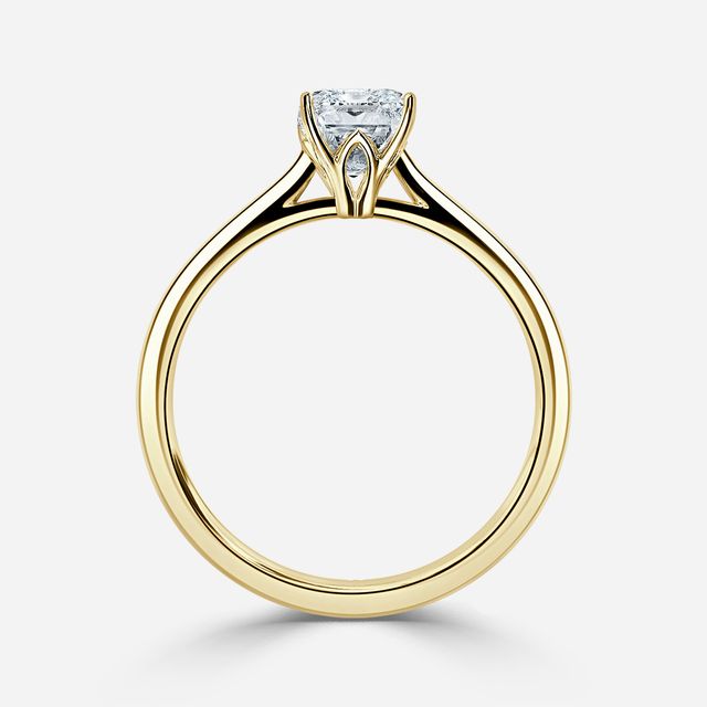 Jessie Solitaire Yellow Gold Plain Band Bridal Set Engagement Ring