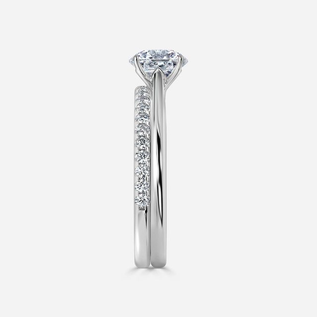Jessie Solitaire White Gold Pavé Band Bridal Set Engagement Ring